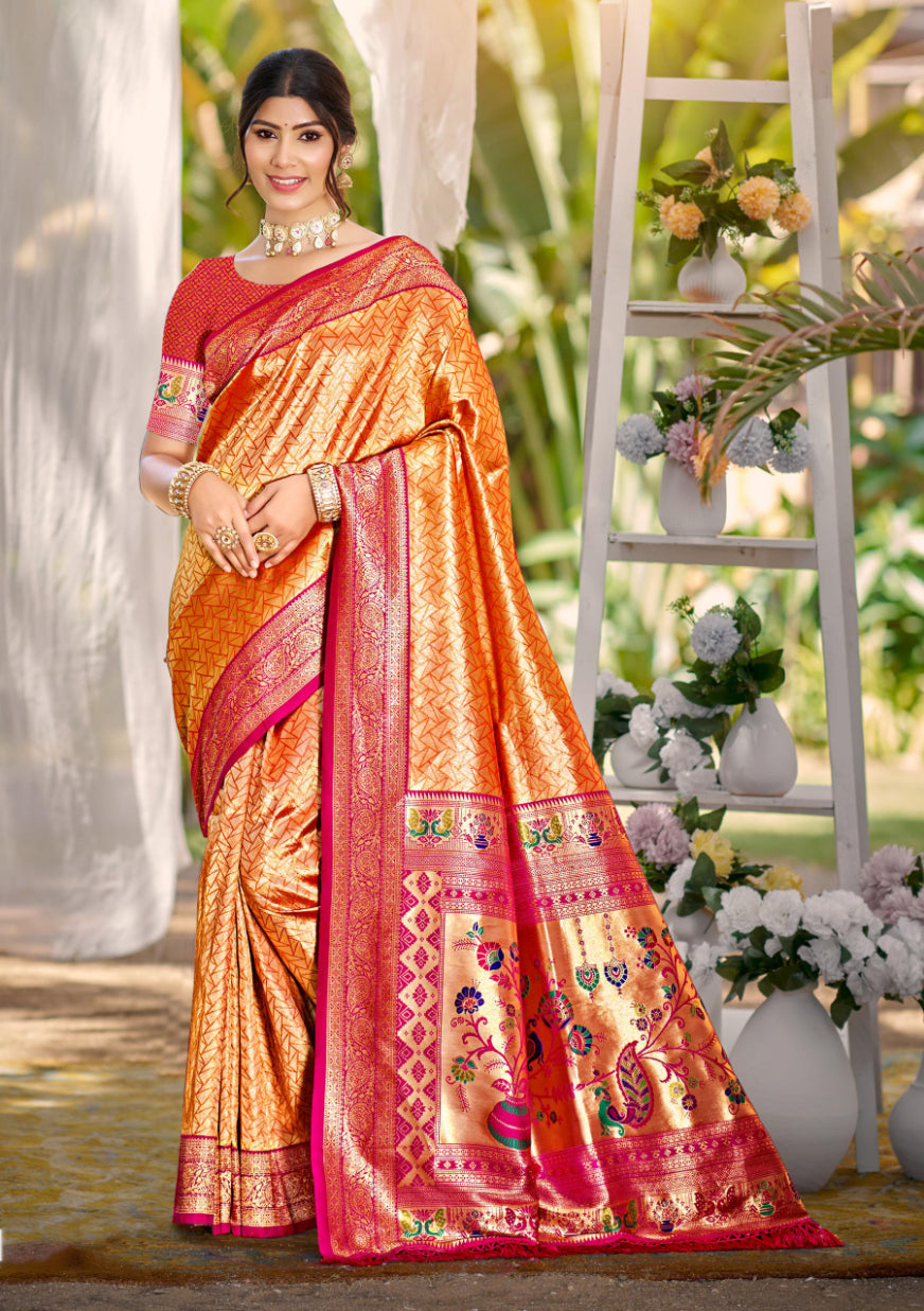Yellow Color Kanjivaram Silk Saree With Timeless Grace and Elegant Charm