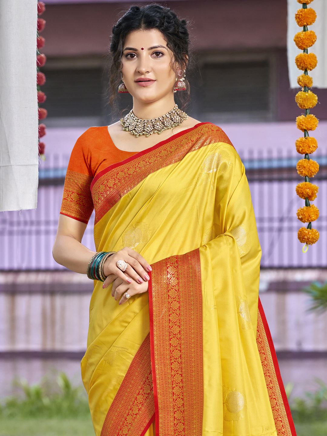 Yellow Color Silk Weaving Classic Saree