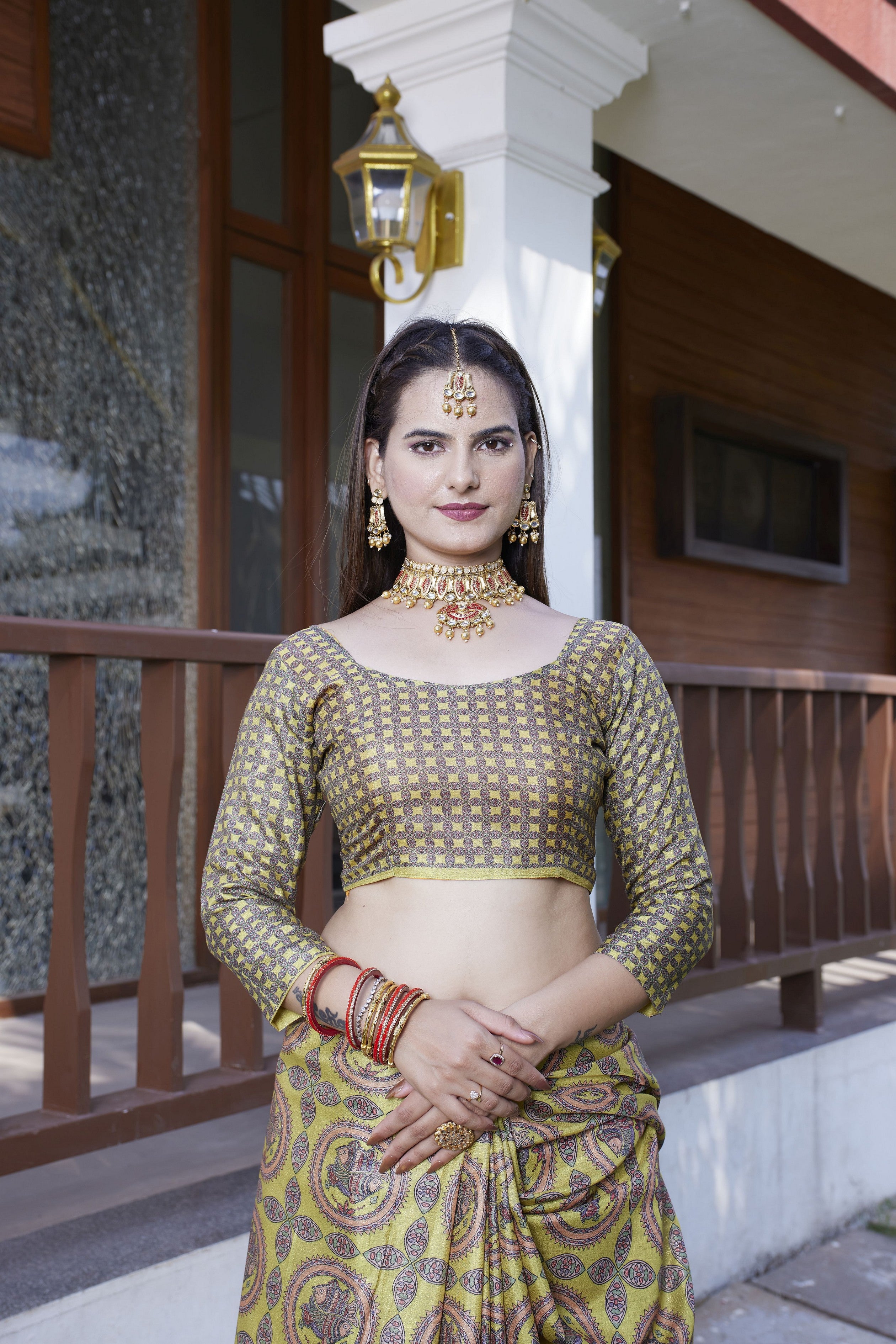 Yellow Crepe Designer Partywear Saree