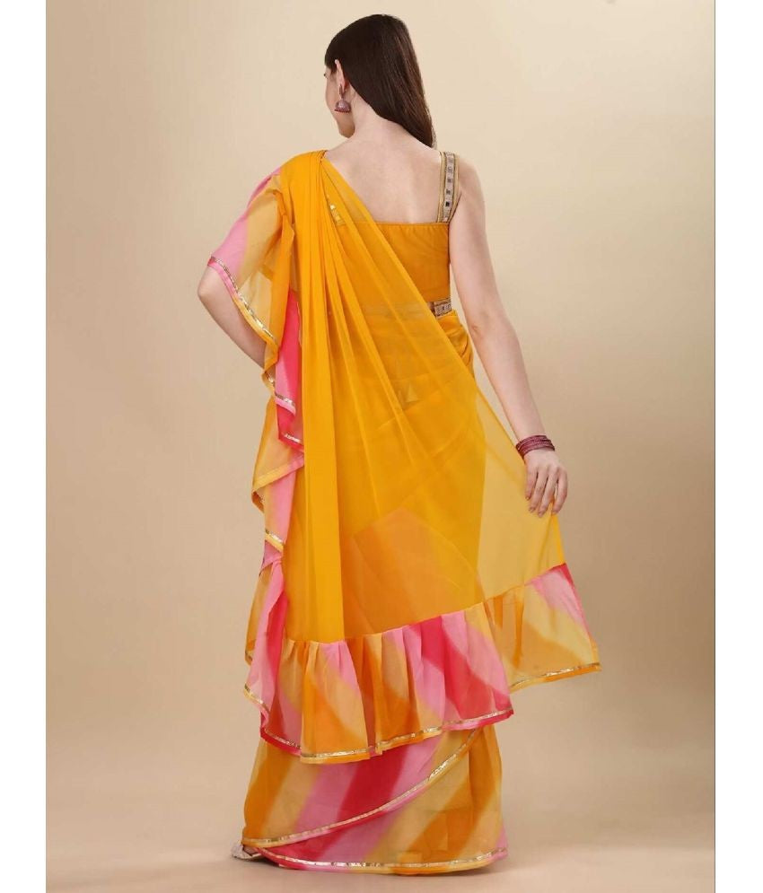 Yellow Georgette Saree With Ruffle Saree