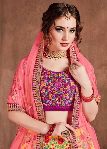 Yellow Heavy Embroidered Silk Wedding Lehenga Choli