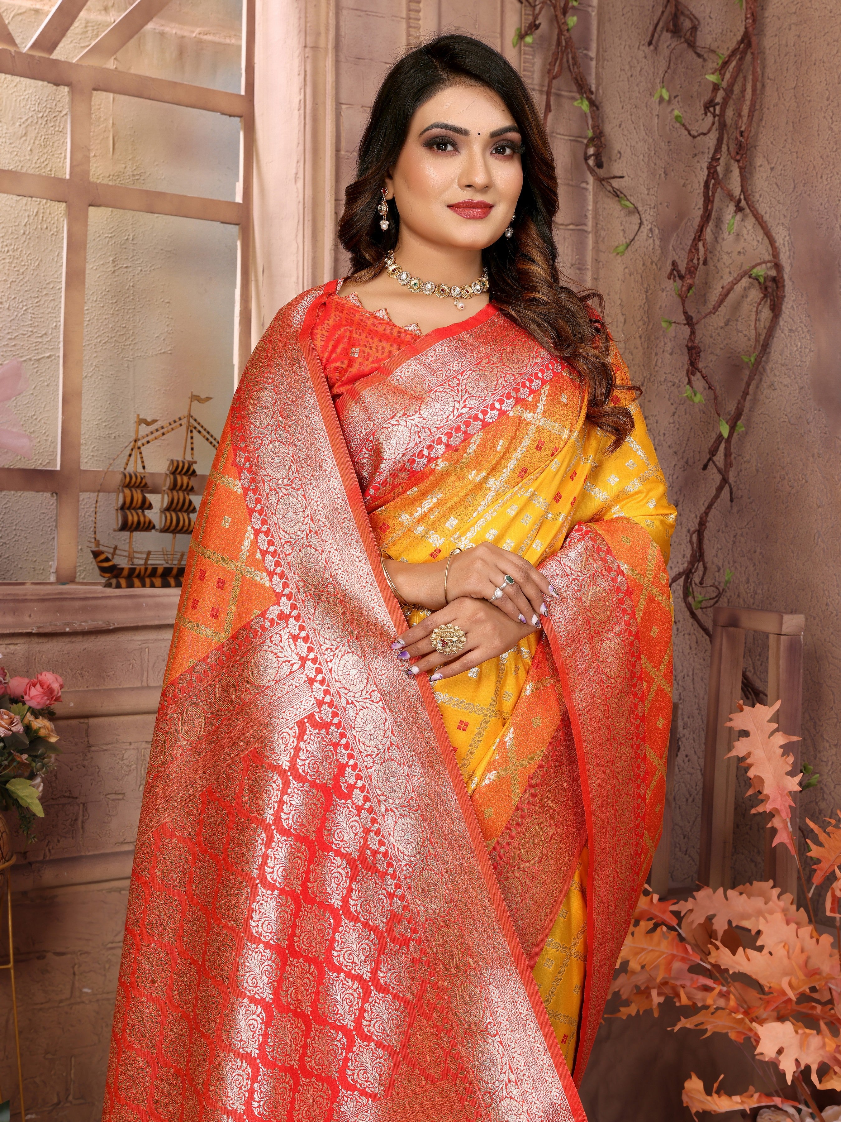 Yellow Kochi Silk Designer Ethnic Looks Party Saree