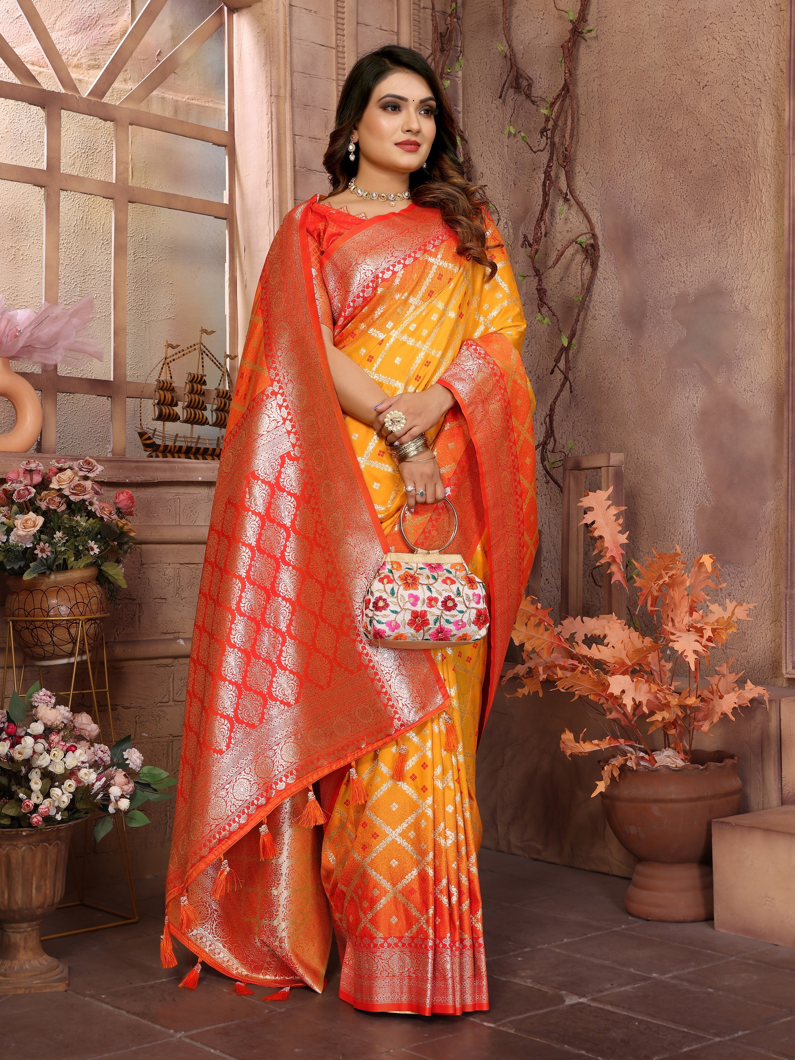 Yellow Kochi Silk Designer Ethnic Looks Party Saree