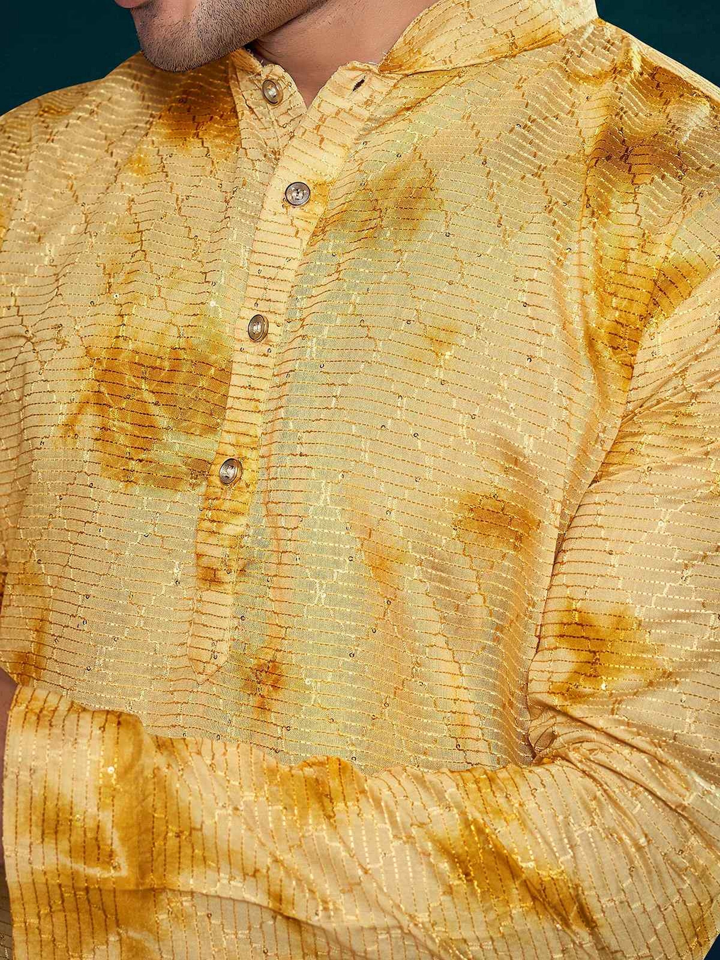 Yellow Kurta Payjama with Sequins Work – Bright and Trendy