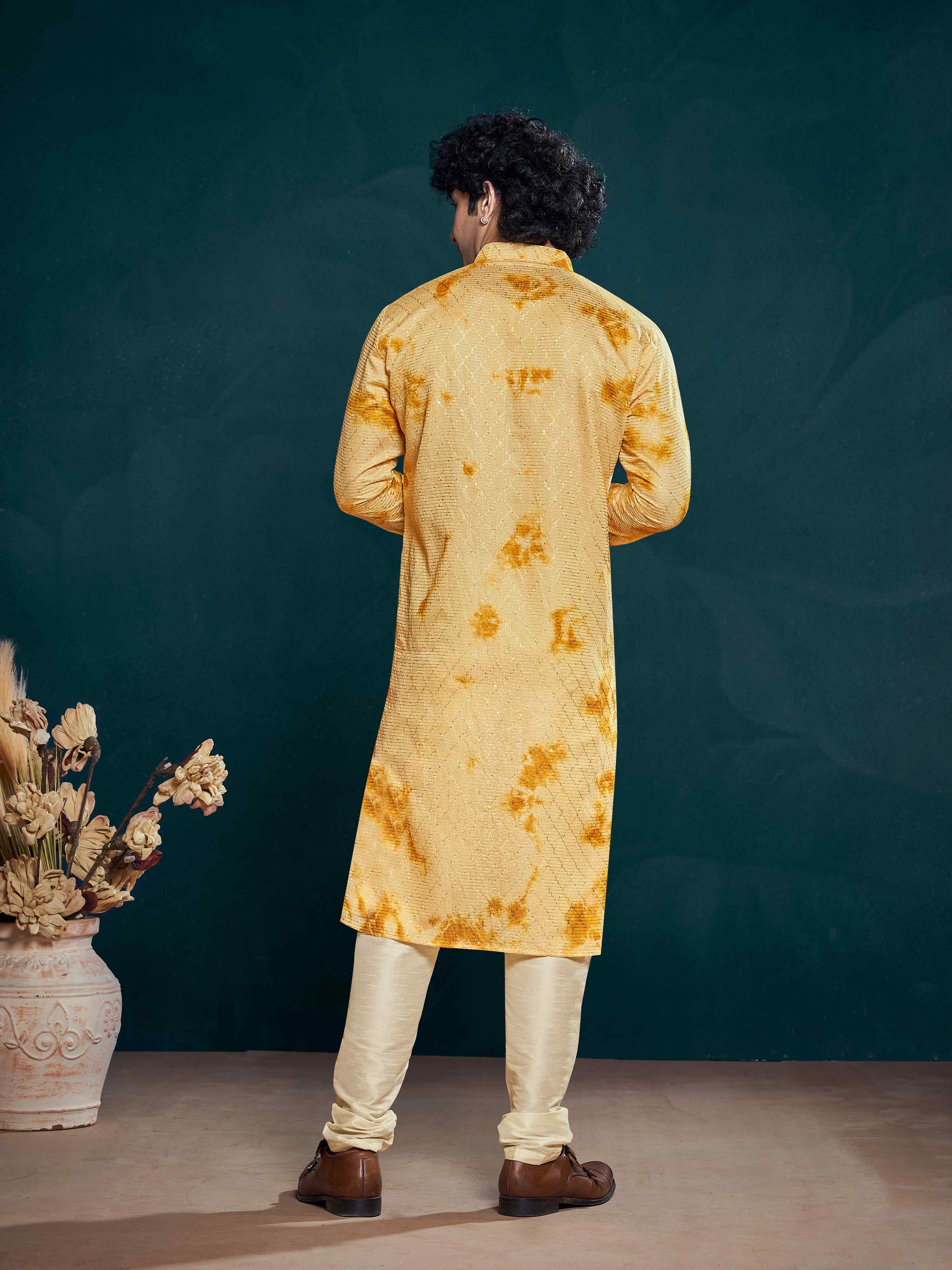 Yellow Kurta Payjama with Sequins Work – Bright and Trendy