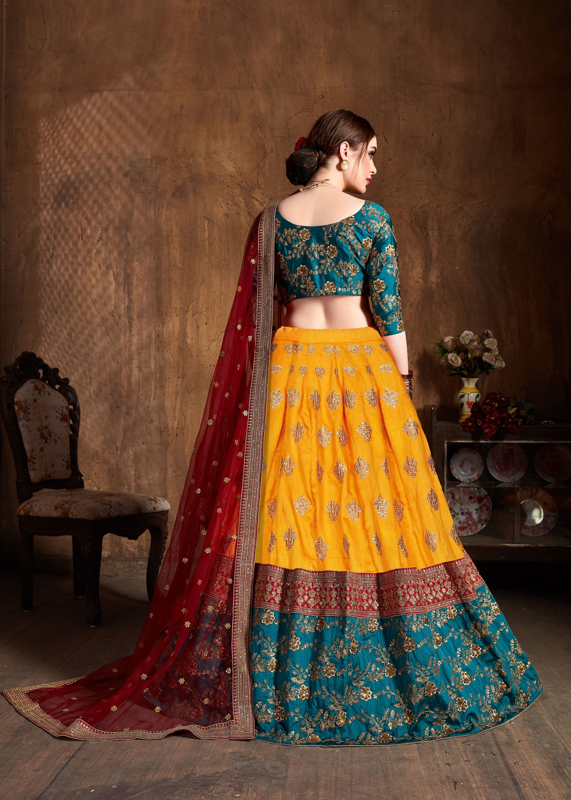 Yellow Lehenga Choli With Zari, Sequins And Dori Embroidery
