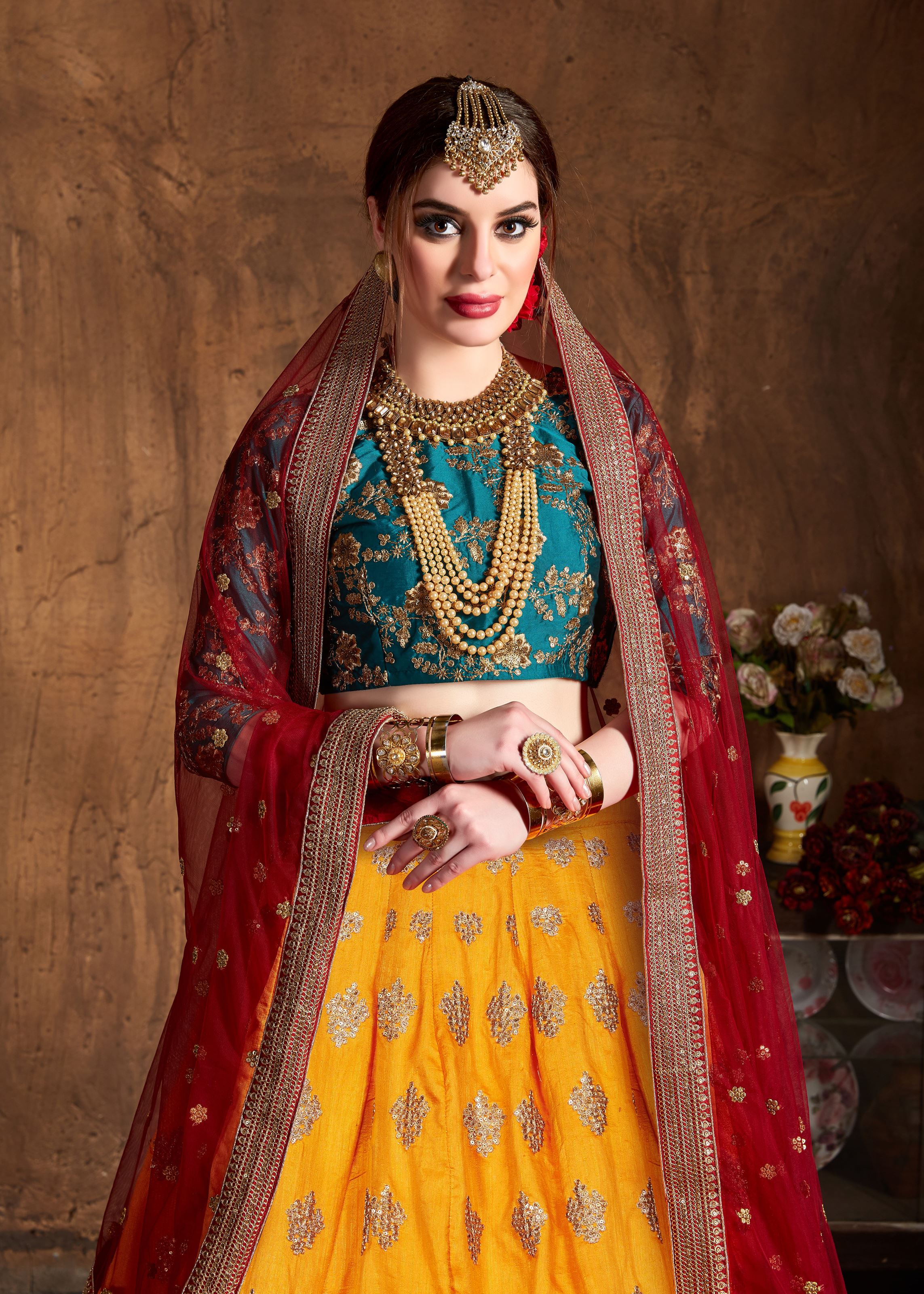 Yellow Lehenga Choli With Zari, Sequins And Dori Embroidery