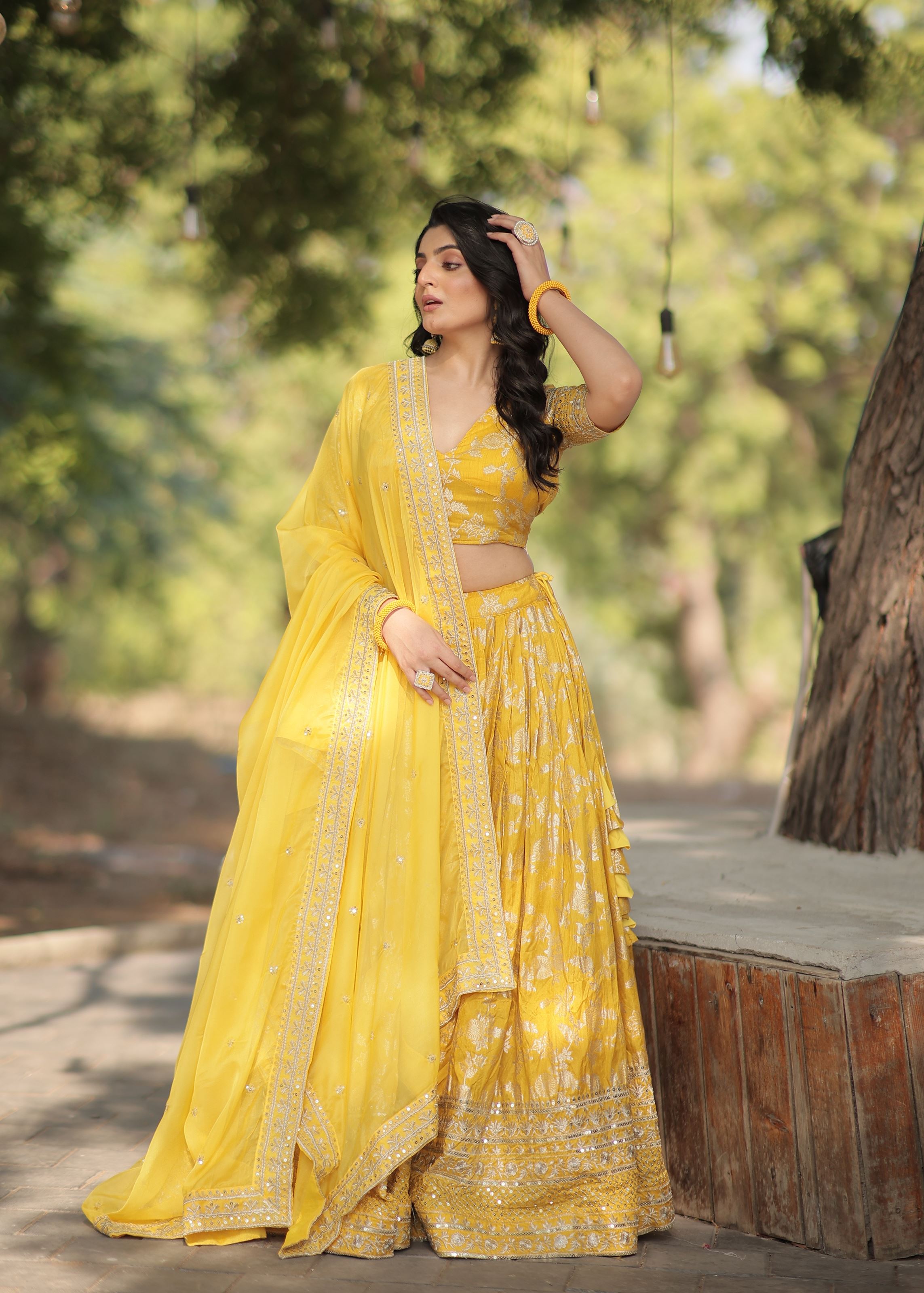 Yellow Lehenga Choli with Heavy Embroidered Sequins work