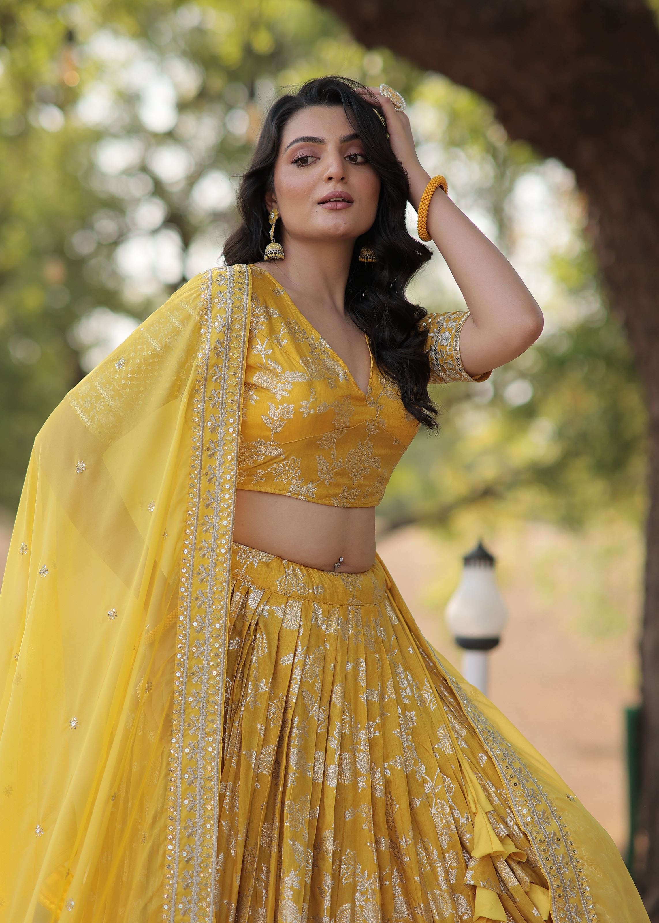 Yellow Lehenga Choli with Heavy Embroidered Sequins work