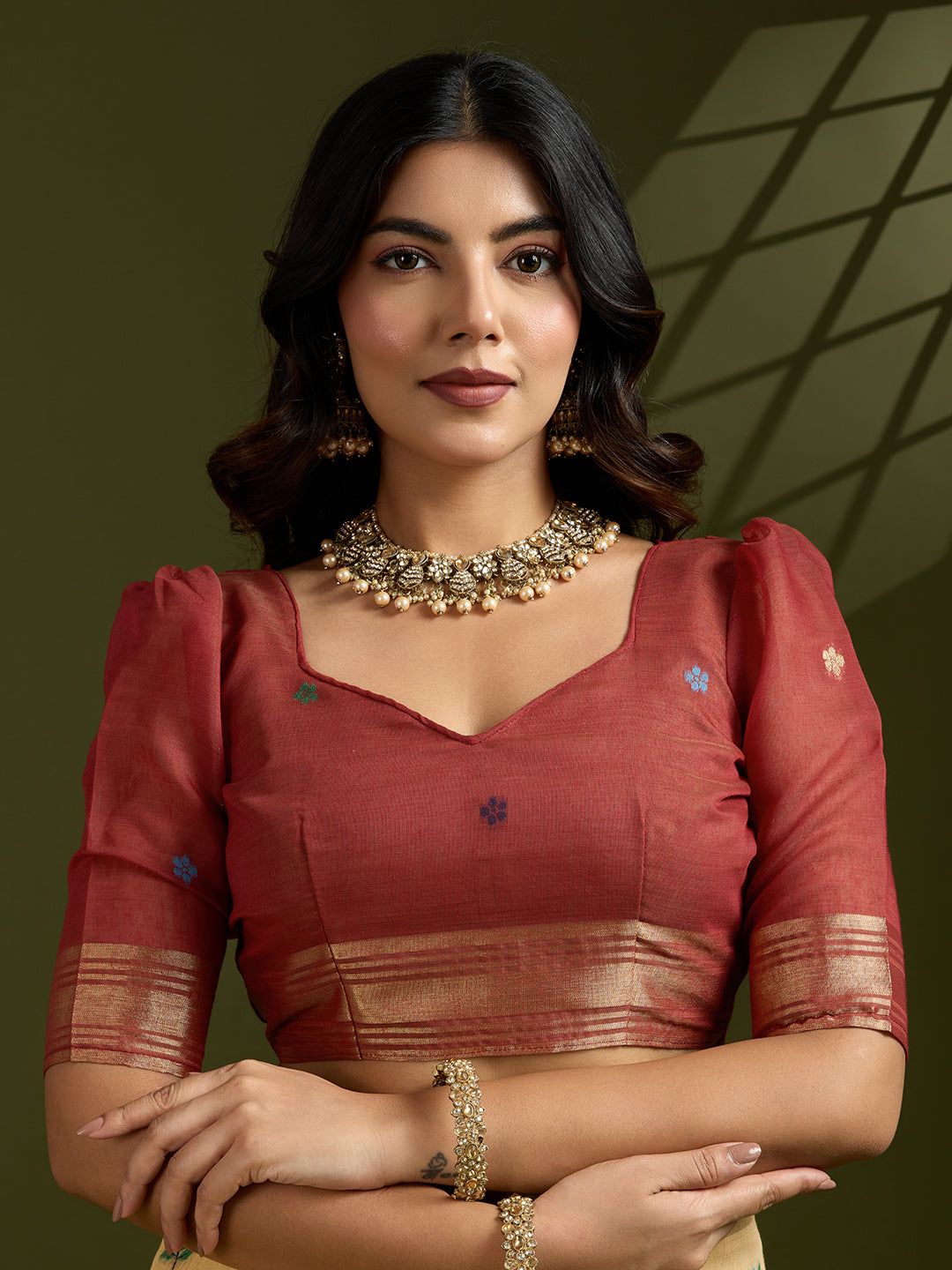 Yellow Muga Cotton Saree with Flower Butti and Paithani Pallu