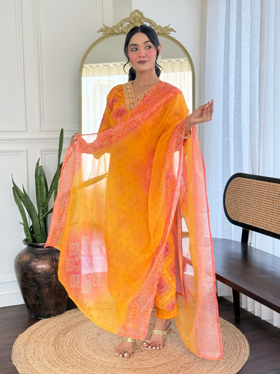 Yellow Rayon Elegant Kurta Pant Set With Print