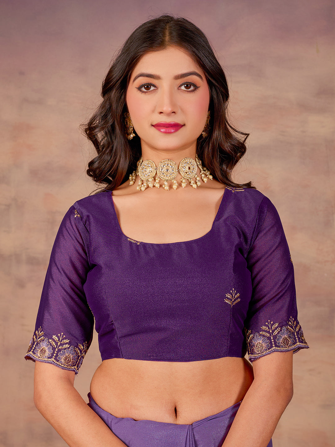 Purple Star Georgette Party Wear Saree With Sequins Work