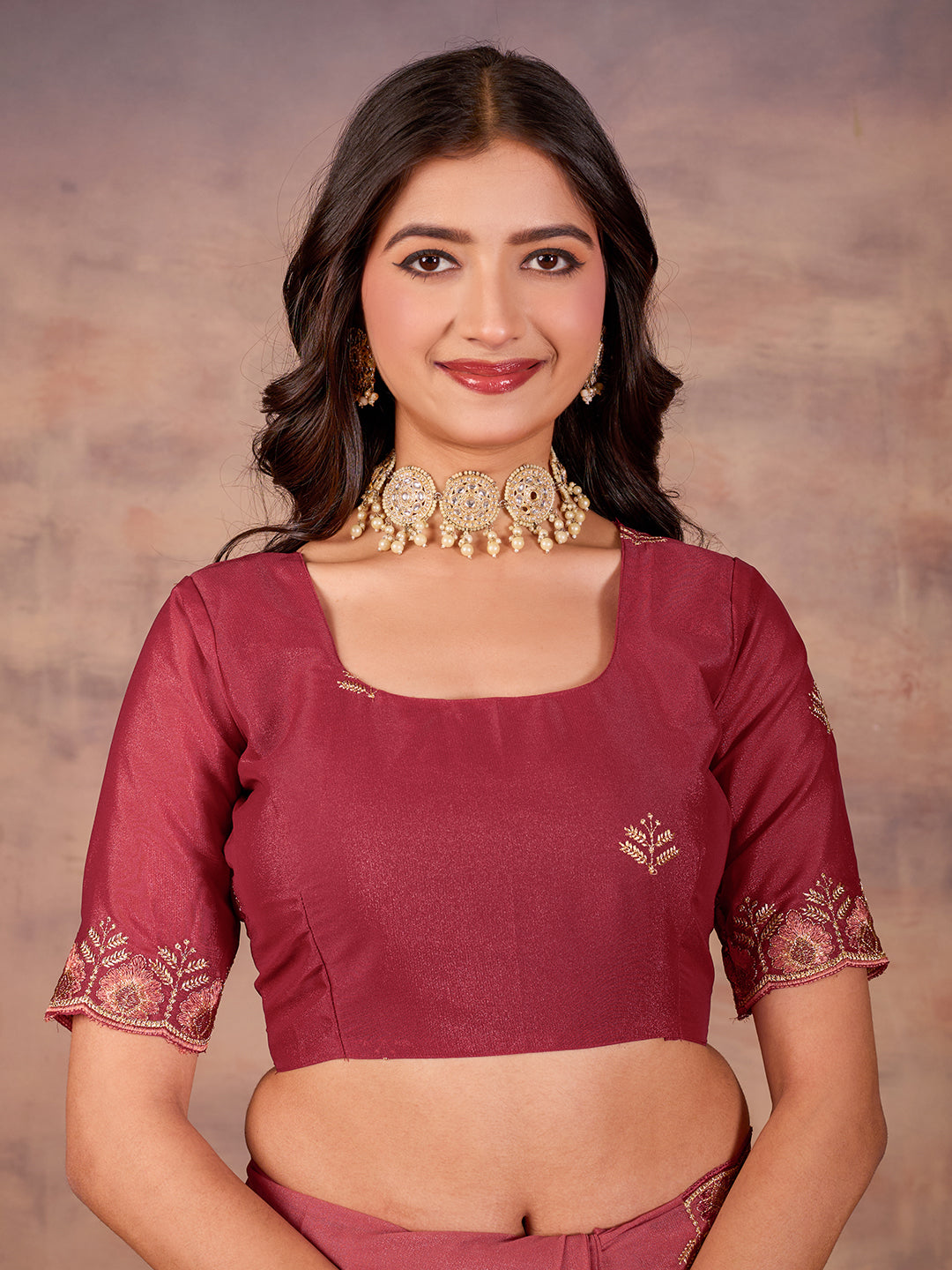 Peach Star Georgette Fancy Saree With Heavy Sequins Work