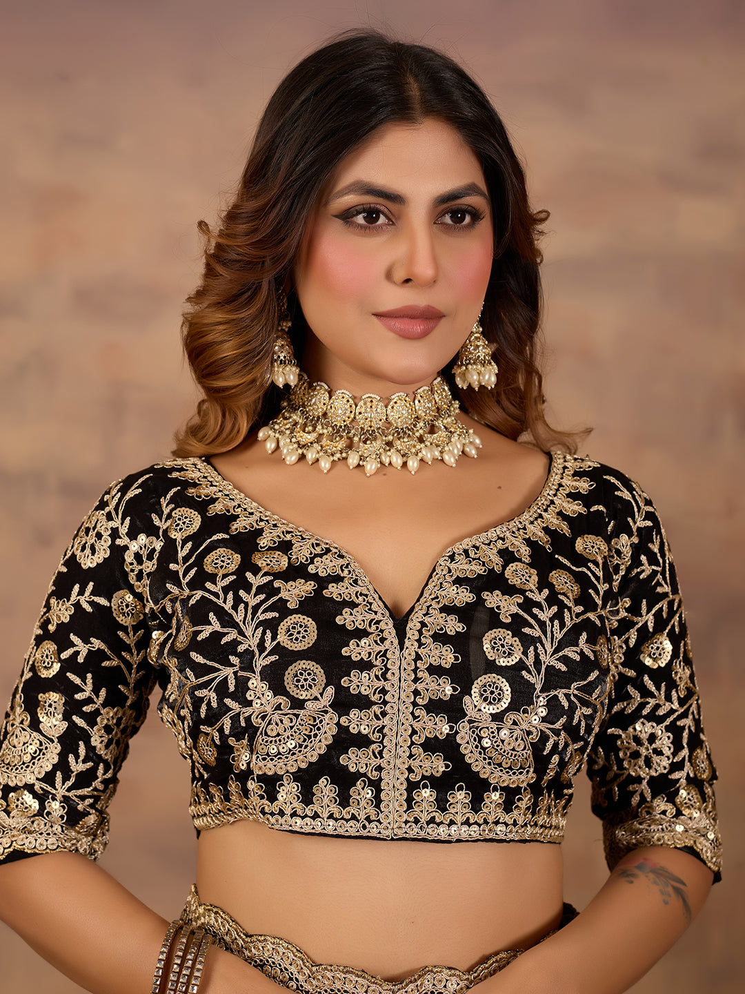 Black Satin Silk Party Wear Saree With Rich Sequins Work
