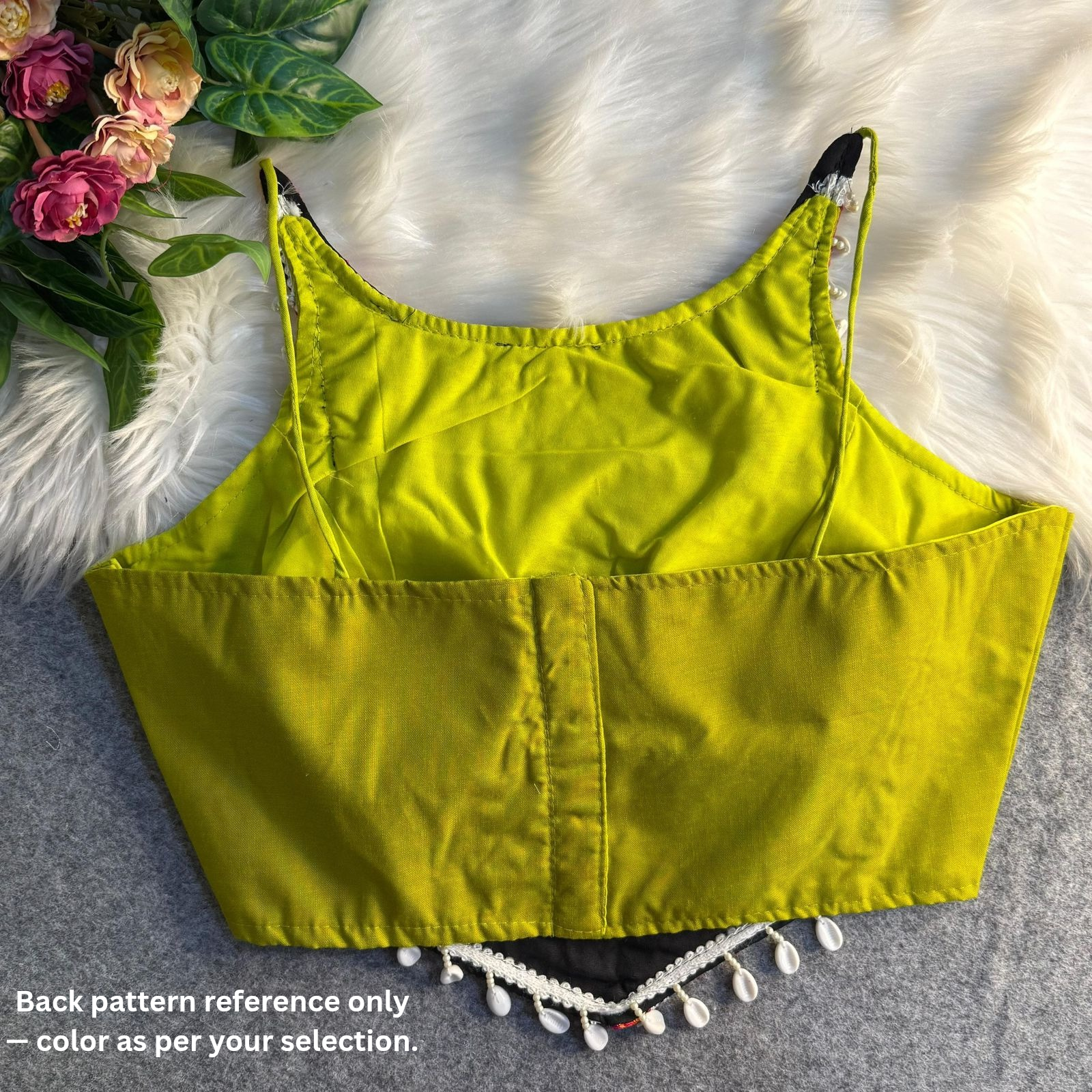 Yellow Spaghetti Blouse With Real Shell  Handwork