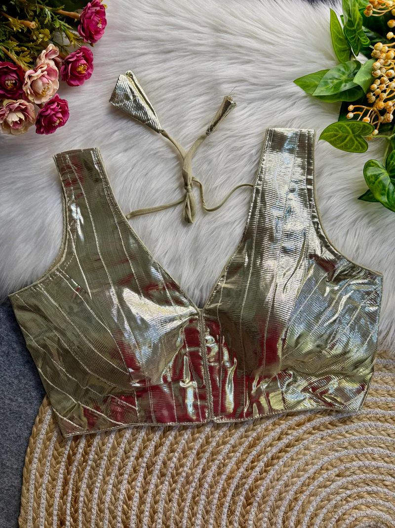 Antique Gold Mirror Gleam Festive Wear Gota Patti Blouse