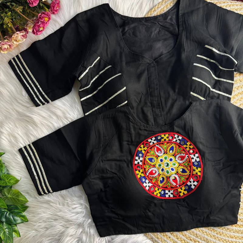 Black Elegant Gota Work Blouse for Navratri Celebrations