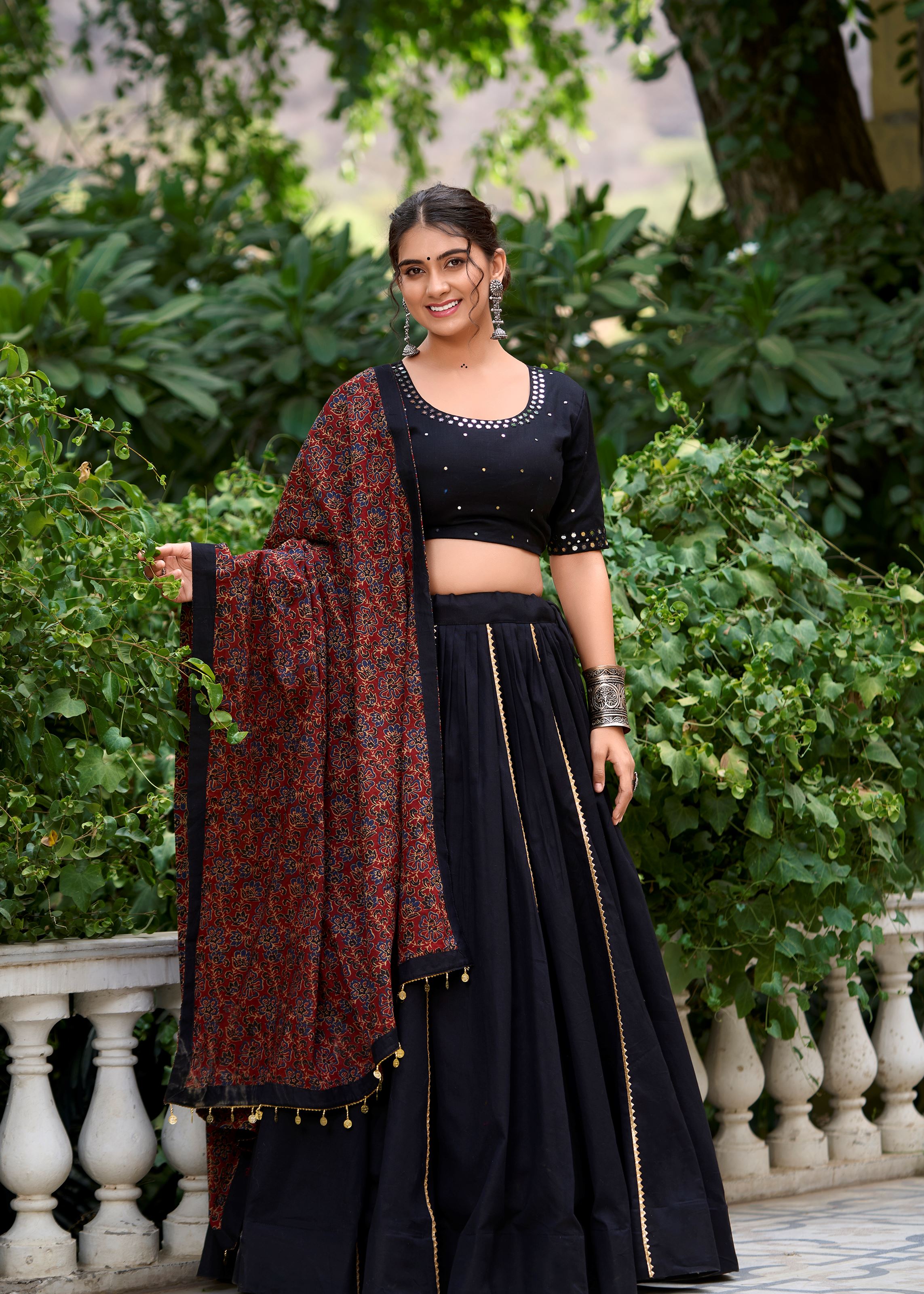 Black Ethereal Lehenga Choli with Glimmering Gota Patti Detailing
