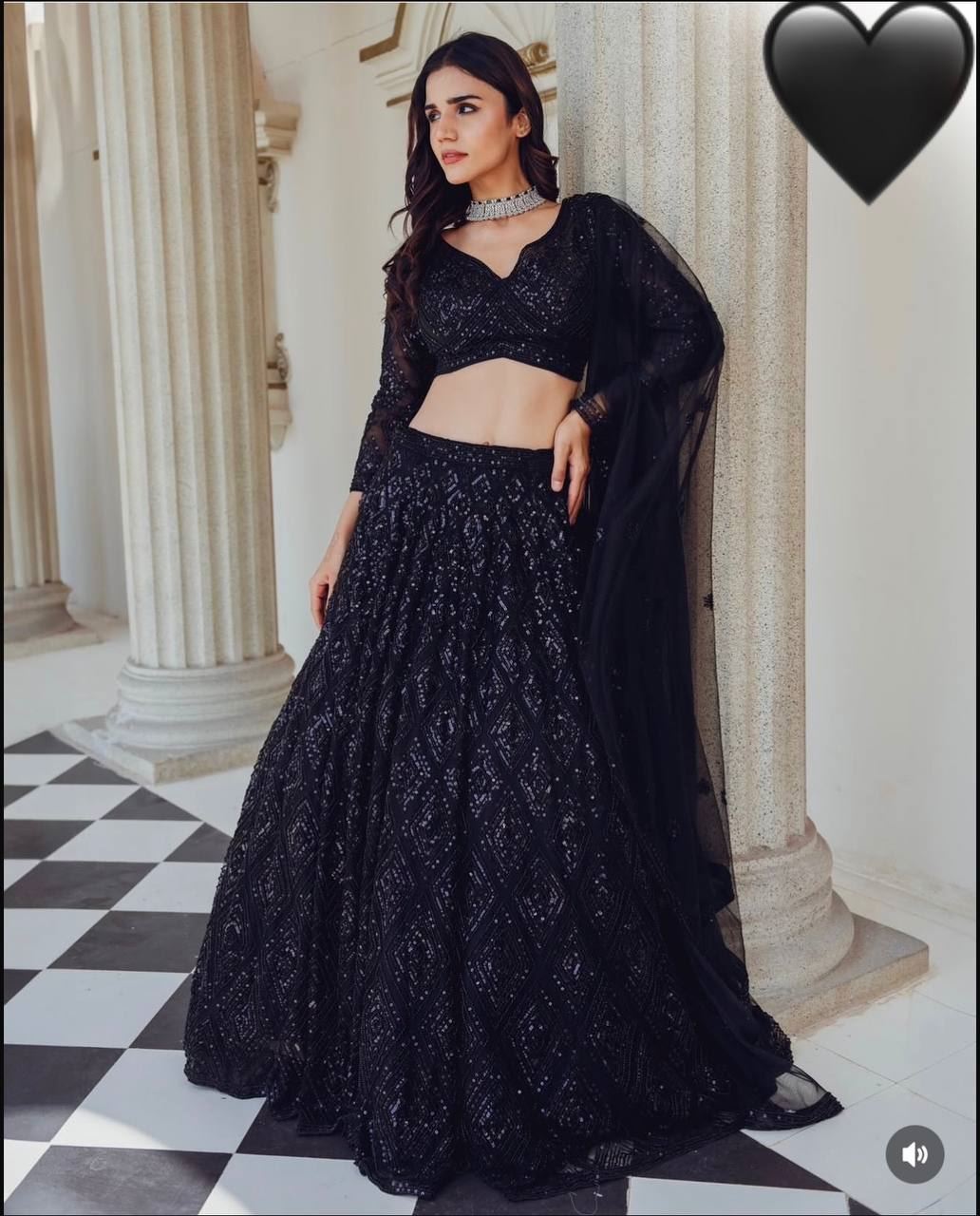 Black Lehenga Choli with Sequins & Dori Work