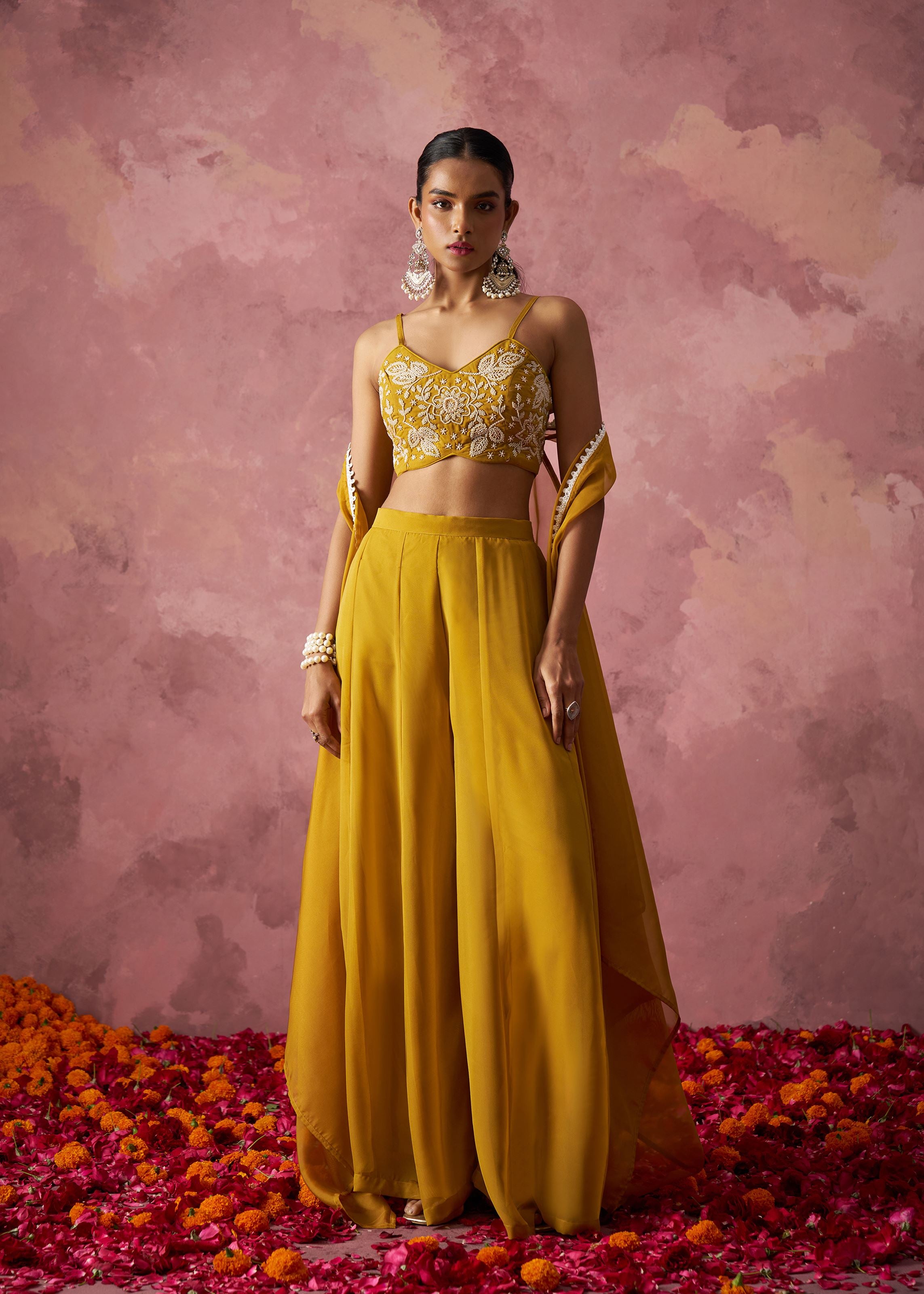 Brown Net Lehenga with  Sequins Jari Work