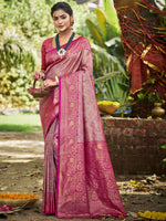 Dark Pink Dharmavaram Silk Saree With Classic Drape and Refined Beauty