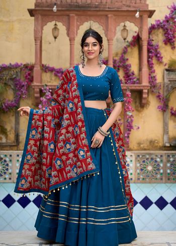 Firozi Ethereal Lehenga Choli with Gota Patti Embellishment
