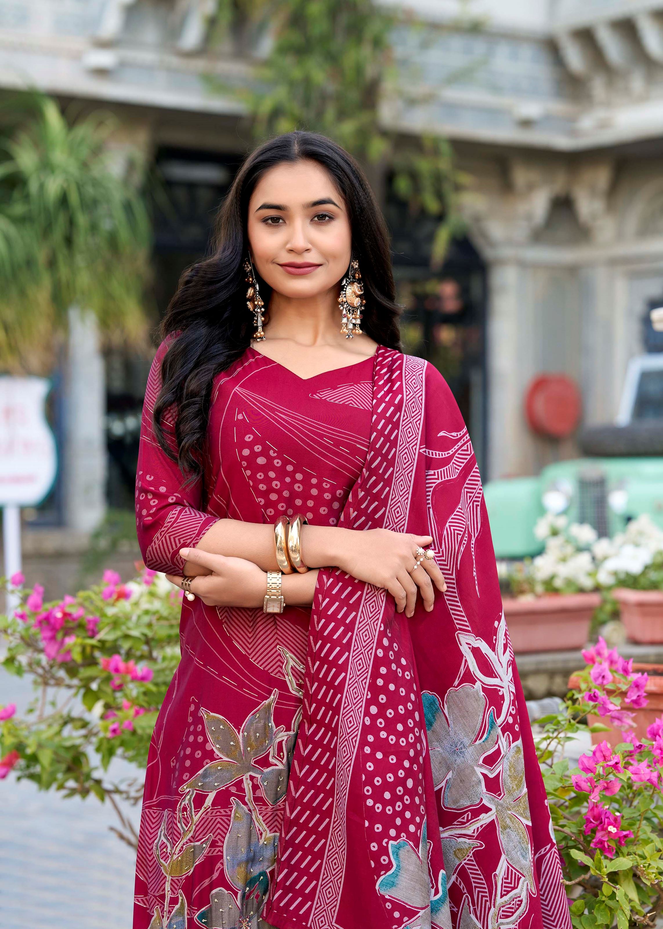 Grace Redefined Roman Silk Maroon Salwar Suit with Exquisite Beets Handwork