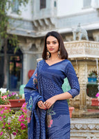 Grace Redefined Roman Silk Navy Blue Salwar Suit with Exquisite Beets Handwork