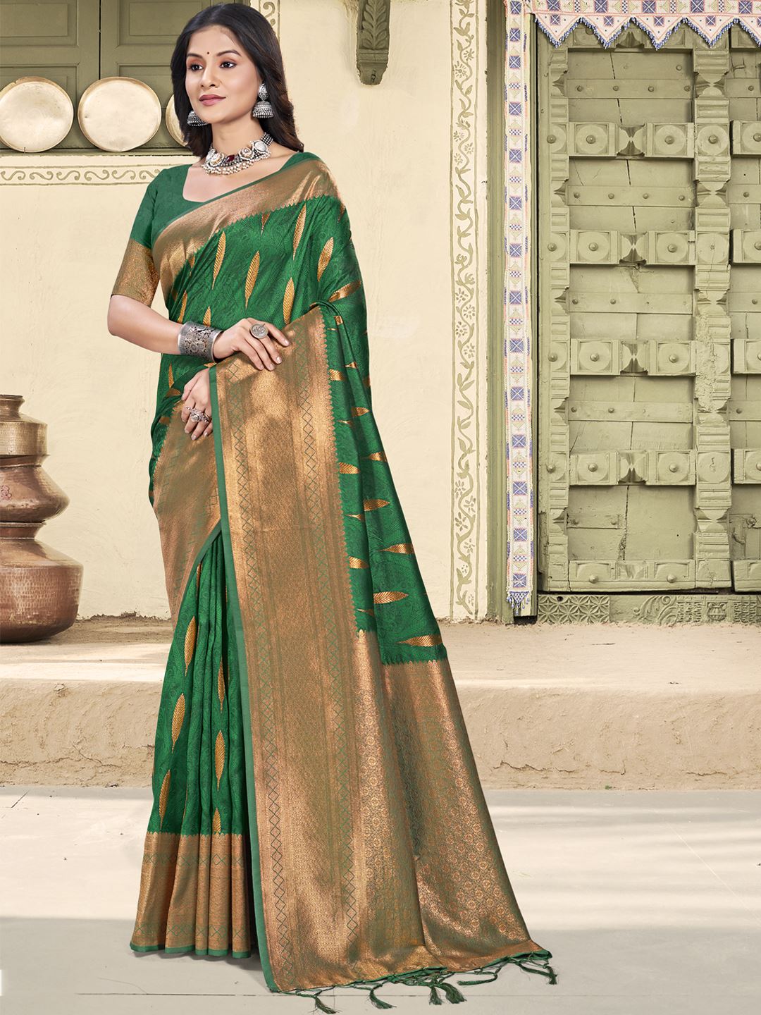 Green Color Festival Wear Silk Saree