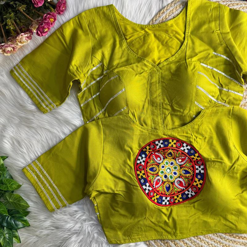 Green Elegant Gota Work Blouse for Navratri Celebrations