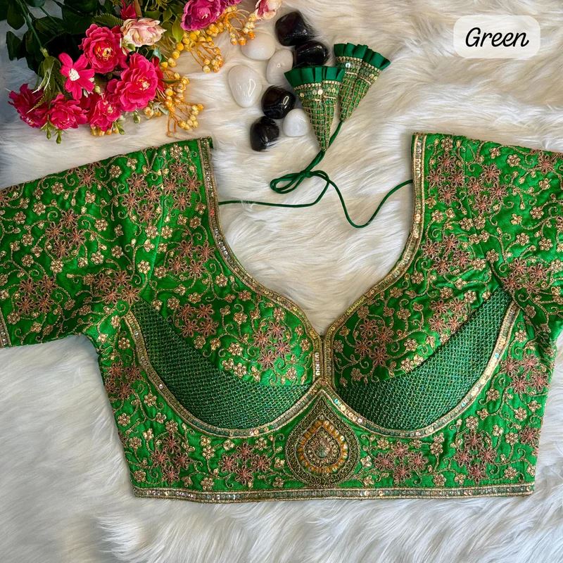 Green Heritage Luxe Bridal Blouse Inspired by Sabyasachi