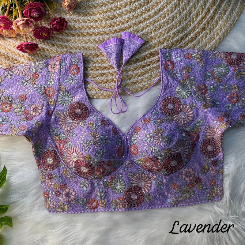 Lavender Sabyasachi Style Blouse with Heavy Floral Work