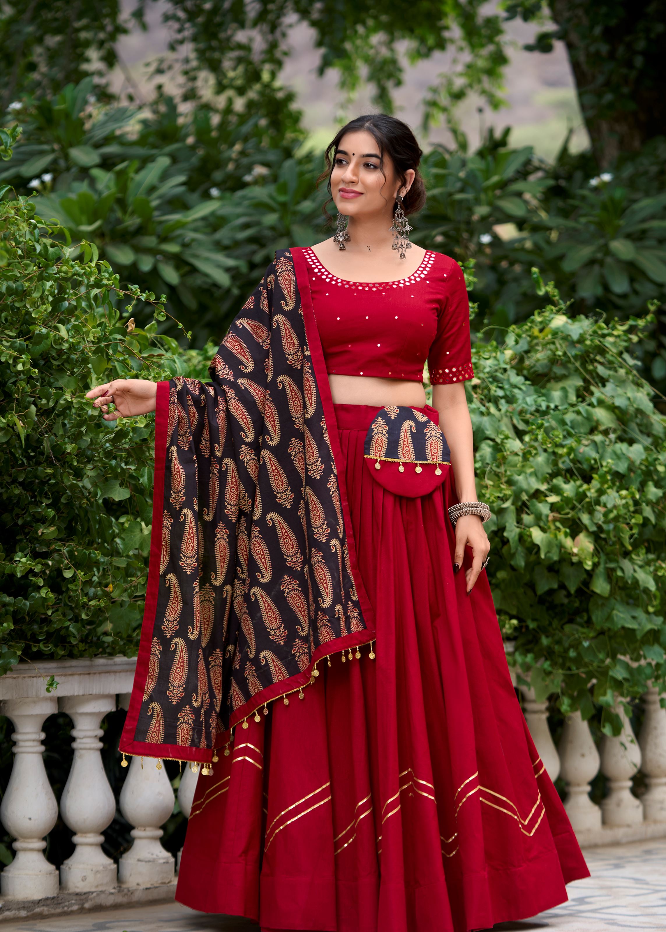 Maroon Ethereal Lehenga Choli with Gota Patti Detail