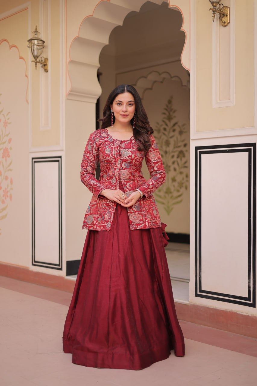 Maroon Lehenga Choli With Solid