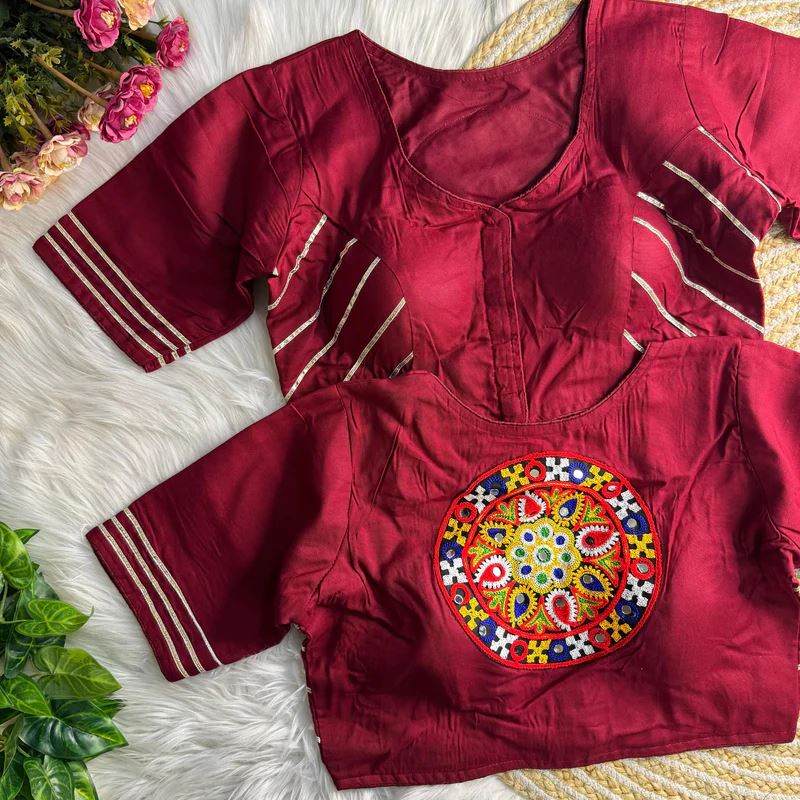 Marron Elegant Gota Work Blouse for Navratri Celebrations