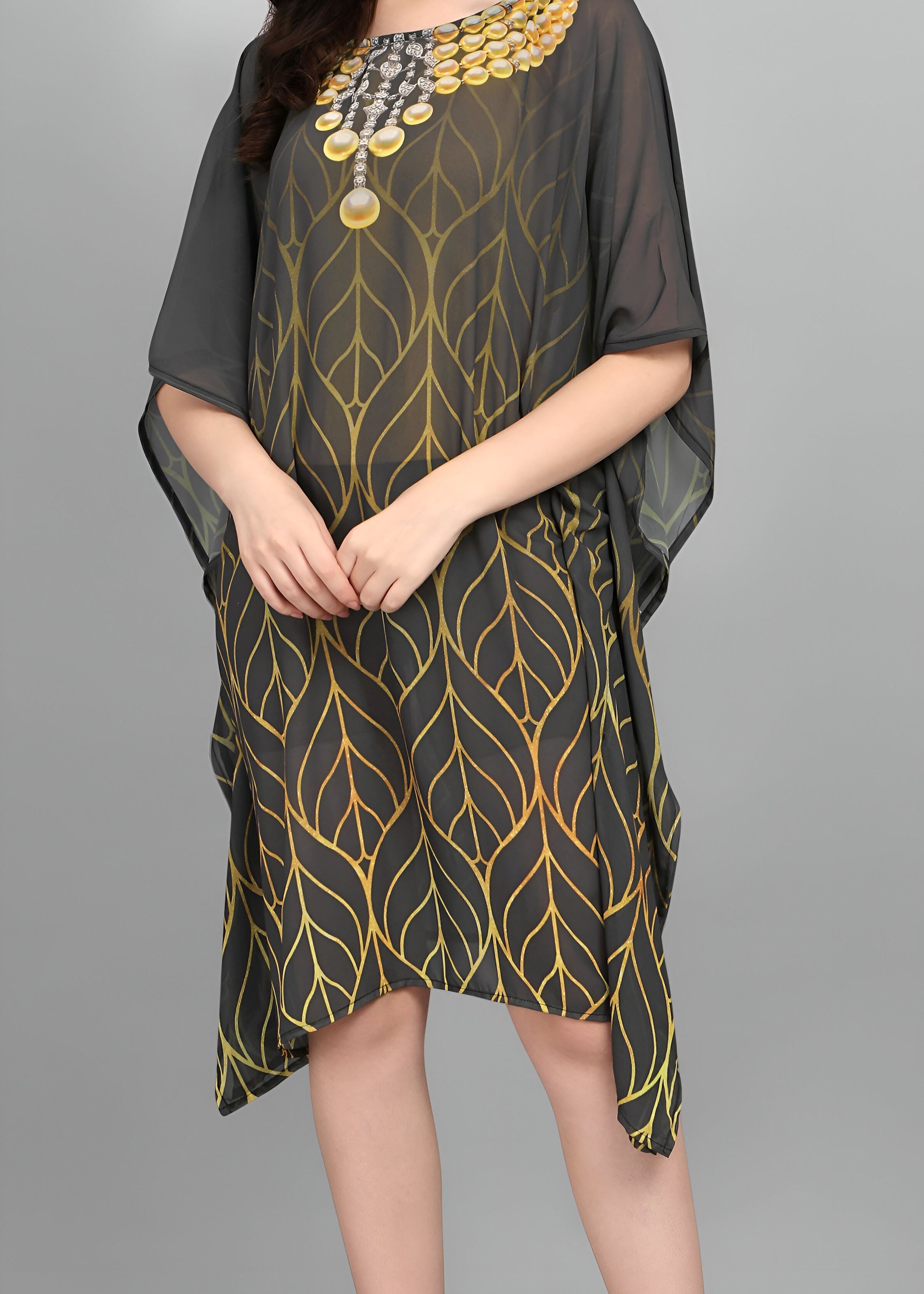 Multi Weightless Georgette Readymade Kaftan With Digital Printed