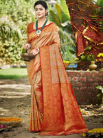 Orange Dharmavaram Silk Saree With Effortless Style and Everyday Grace