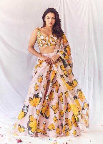 Peach Lehenga Choli With Floral Print