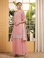Peach Sharara Dress With Sequence Embroidered