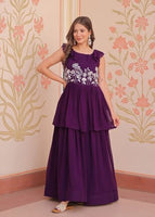 Purple Anarkali With Heavy Beads Embroidered work