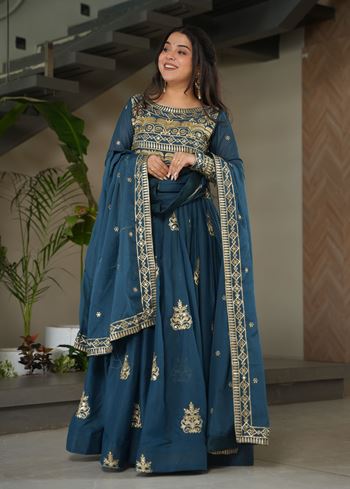 Rama Anarkali With Heavy Sequins Multi  Beads Embroidered Work