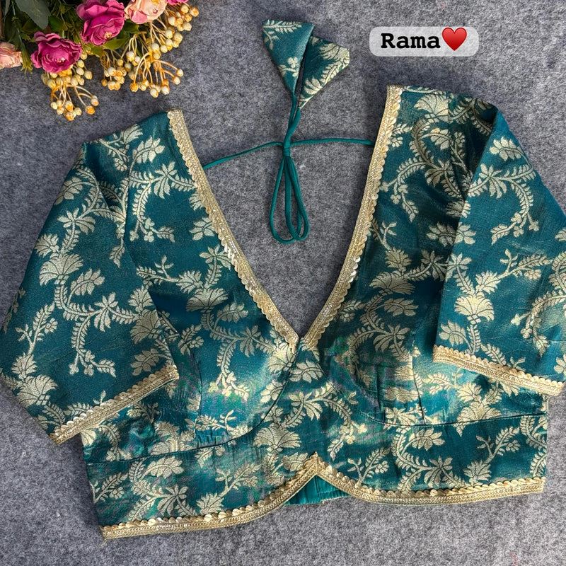 Rama Green Pure Cosmos Viscose Jacquard Silk Blouse