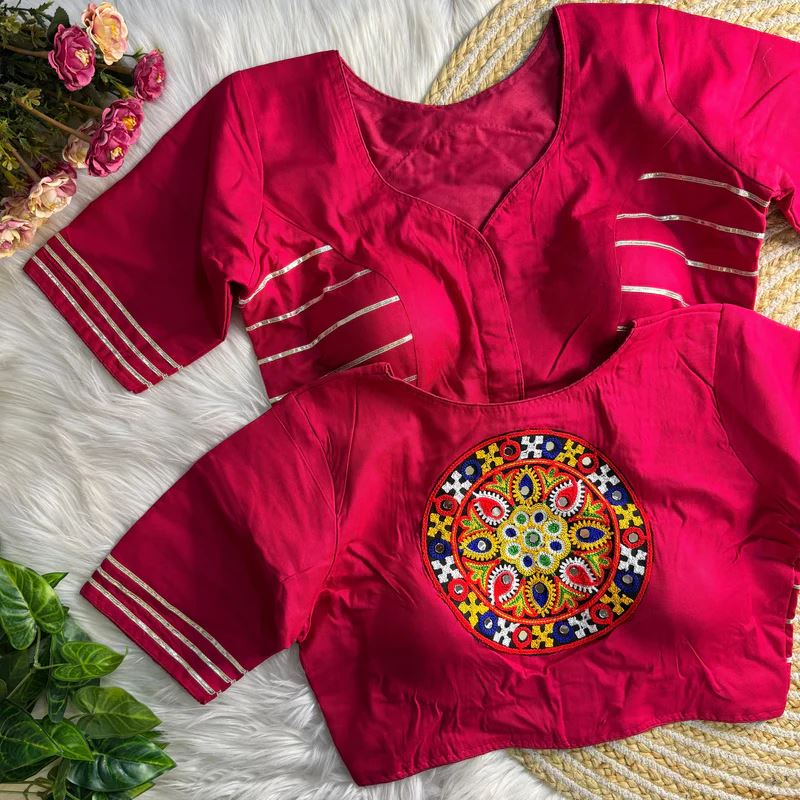 Rani Pink Elegant Gota Work Blouse for Navratri Celebrations