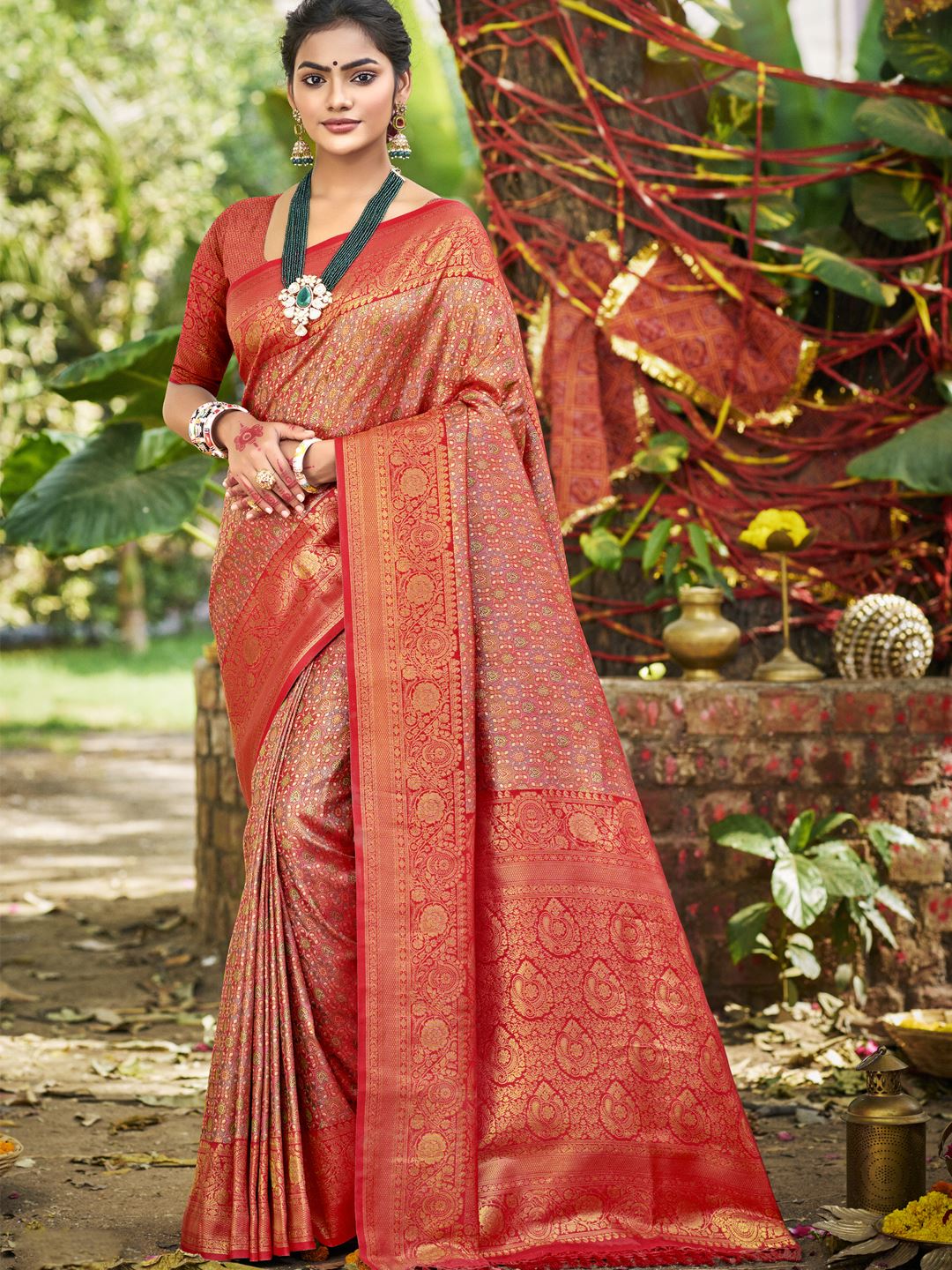 Red Dharmavaram Silk Saree With Timeless Grace and Elegant Charm