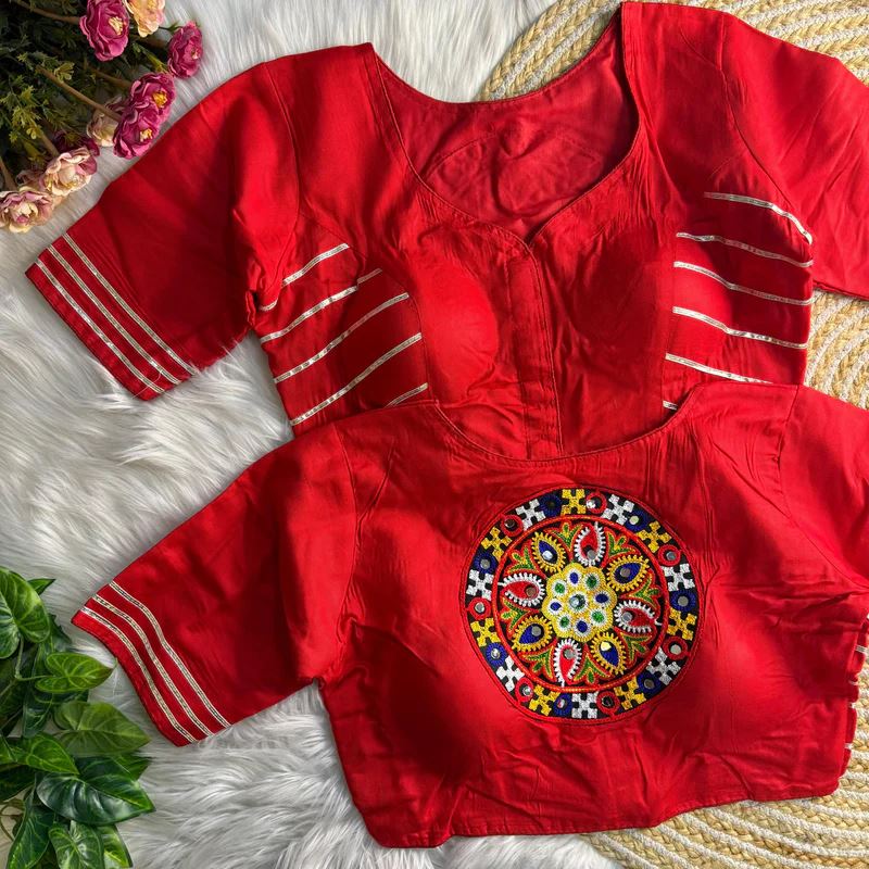 Red Elegant Gota Work Blouse for Navratri Celebrations