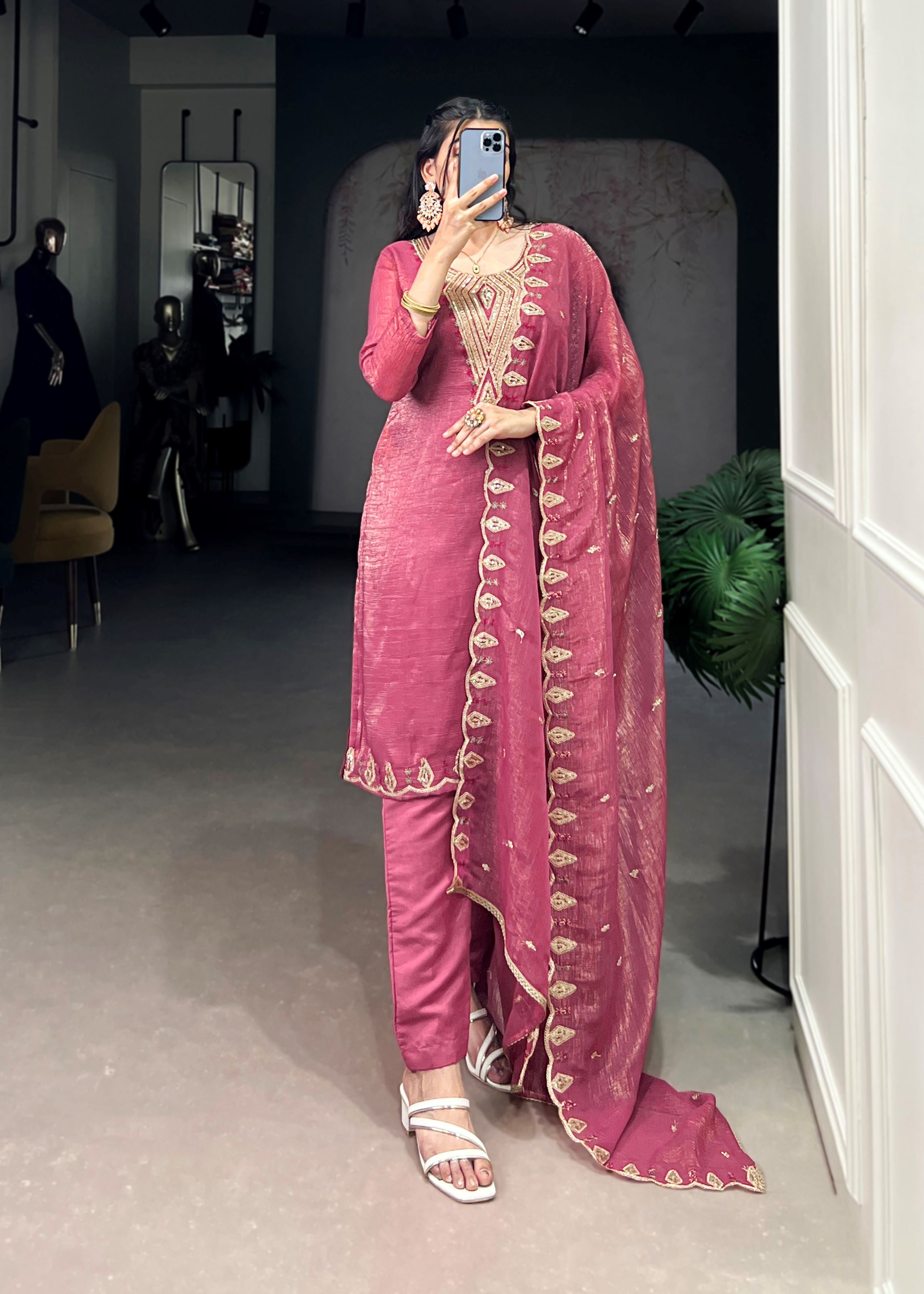 Silver Glory Salwar Suit with Intricate Handwork