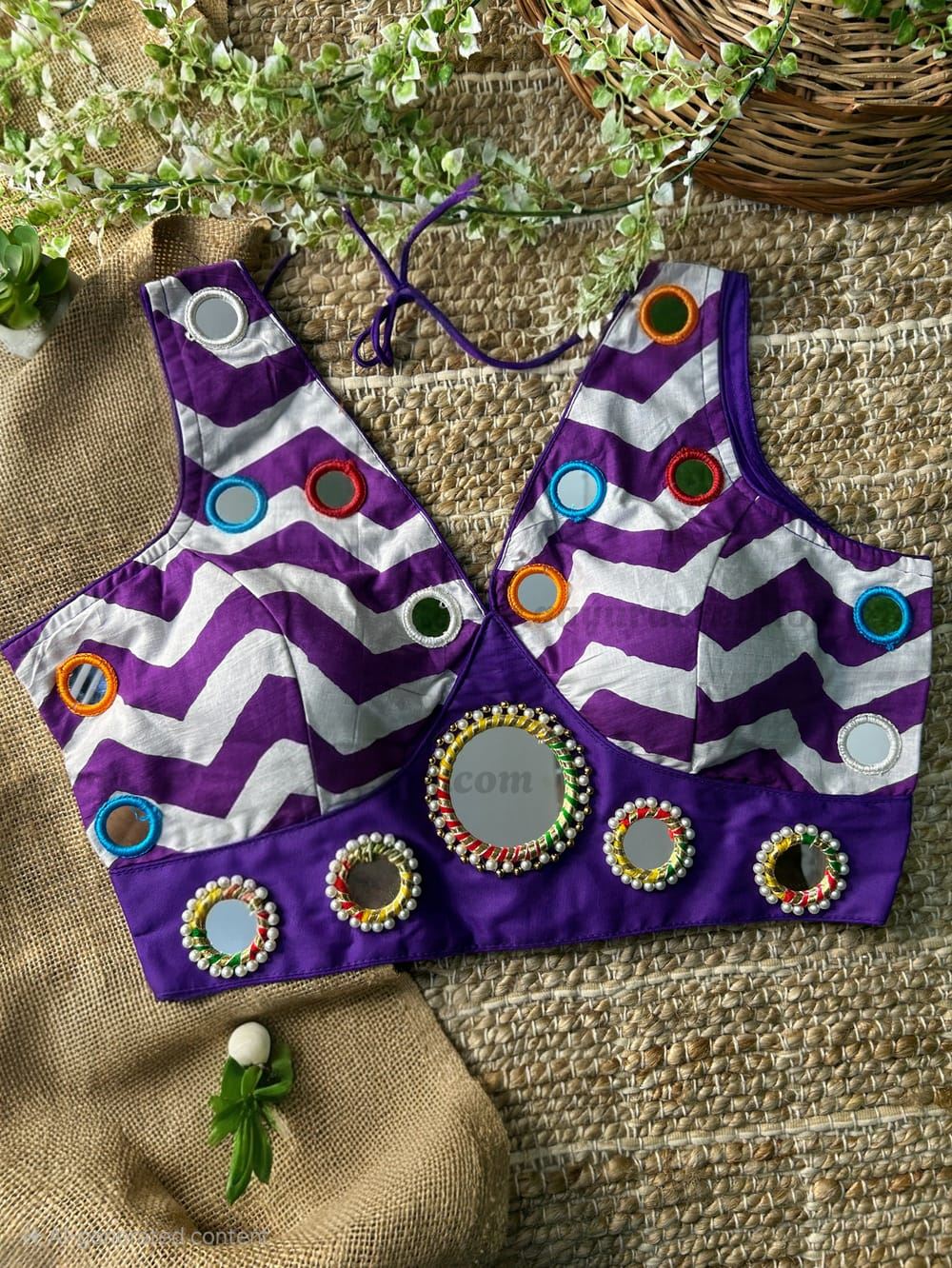 Violet Garba Special Blouse with Real Mirror Work