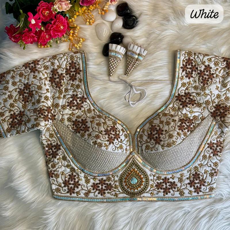 White Heritage Luxe Bridal Blouse  Inspired by Sabyasachi