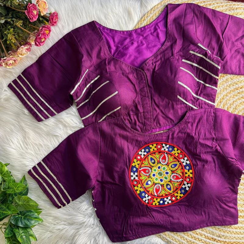 Wine  Elegant Gota Work Blouse for Navratri Celebrations