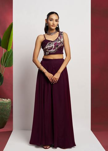 Wine Lehenga Choli With Khatli Work